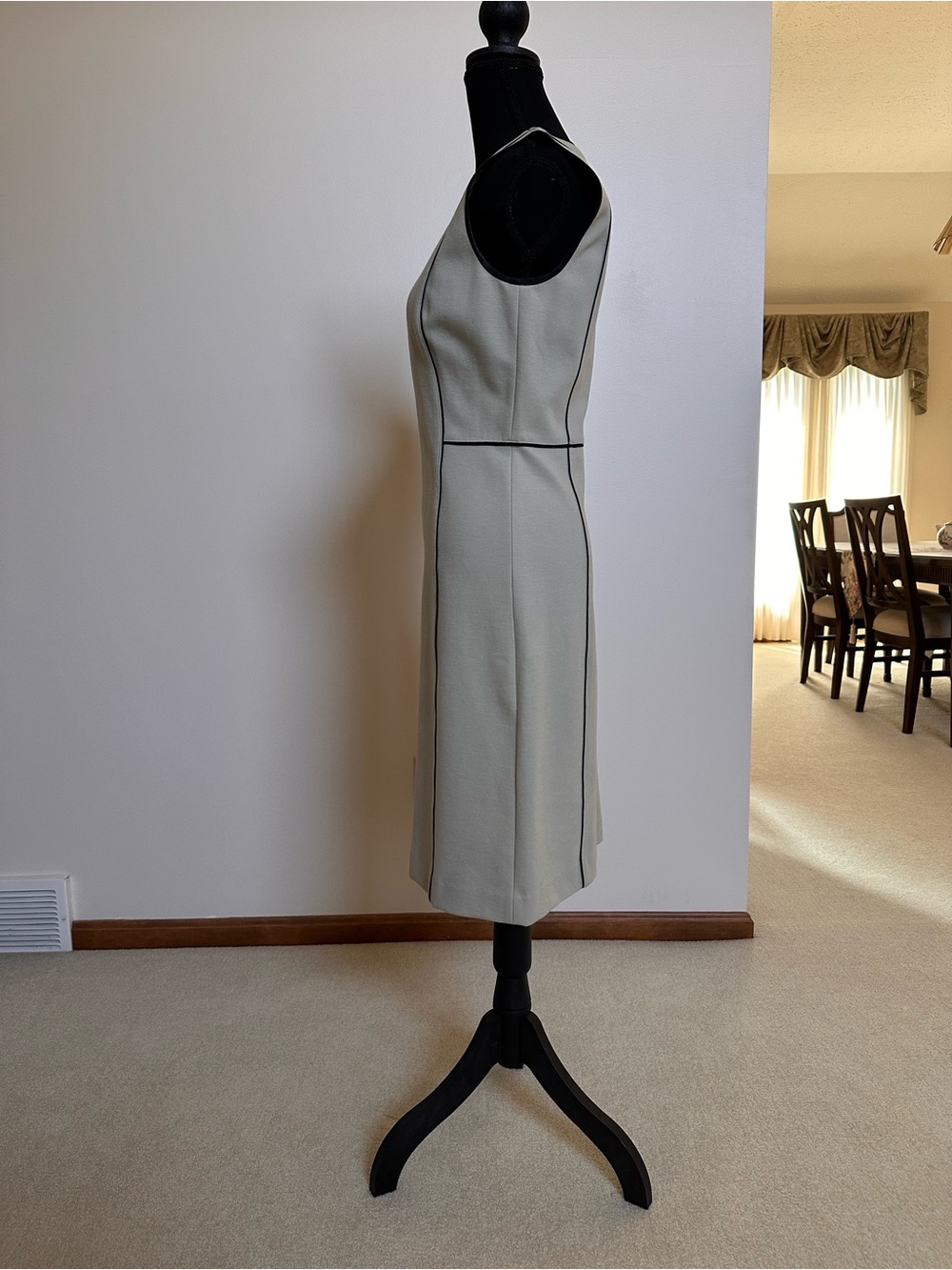 Donna Karan Gray Midi Dress with Black Piping - Picture 7 of 11